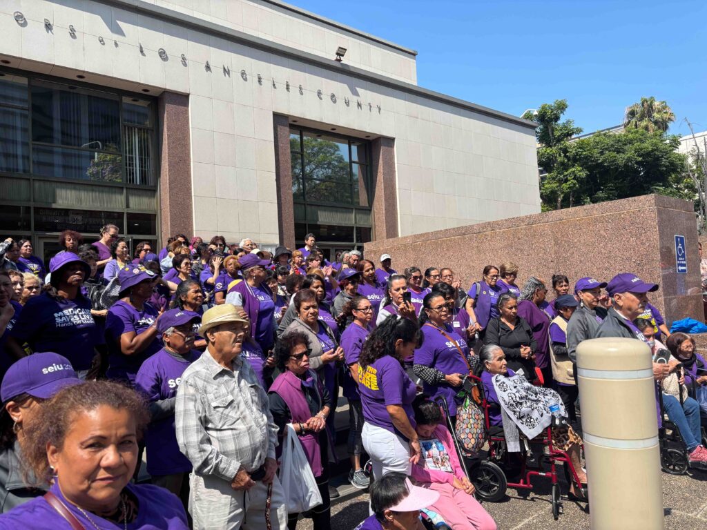 SEIU 2015 Members outside of the Los Angeles County Board of Supervisors